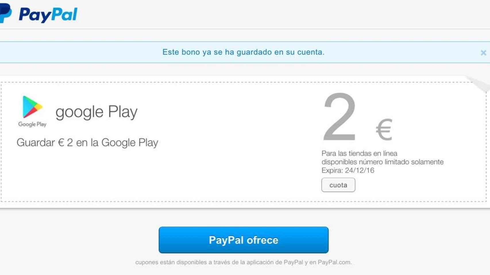 Consigue 2 euros gratis para aplicaciones gracias a PayPal