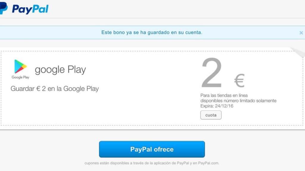 Consigue 2 euros gratis para aplicaciones gracias a PayPal