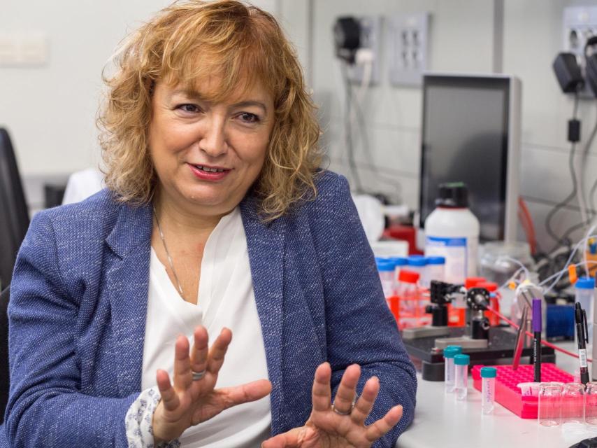 Laura Lechuga, en su laboratorio