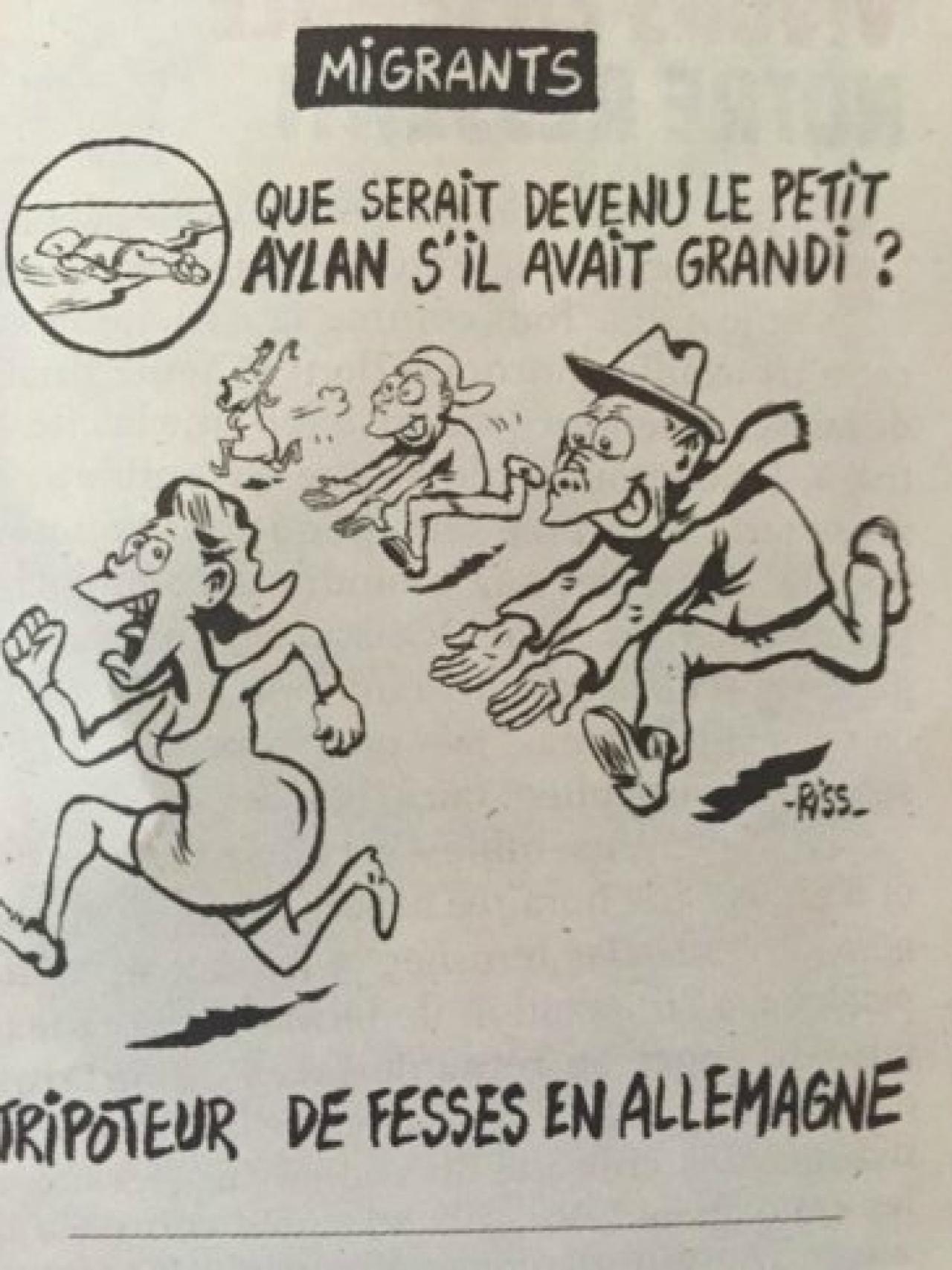 Caricatura de Aylan, por Charlie Hebdo.