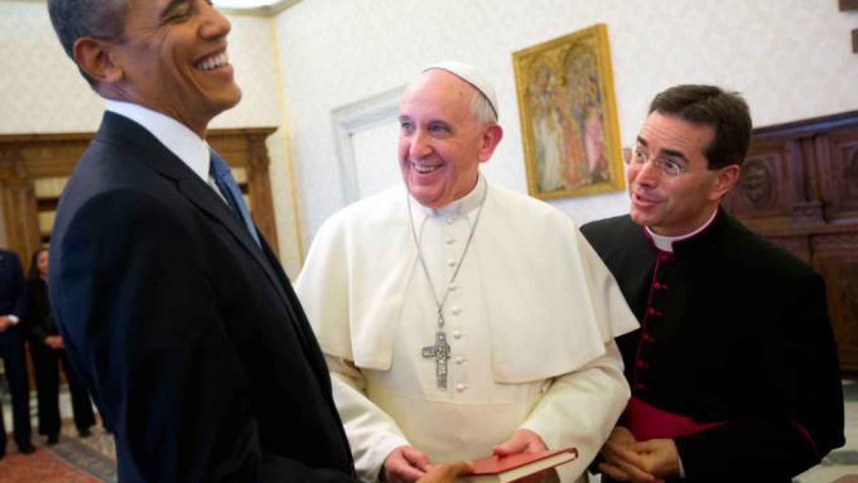 Obama no paró de reír junto al Papa.