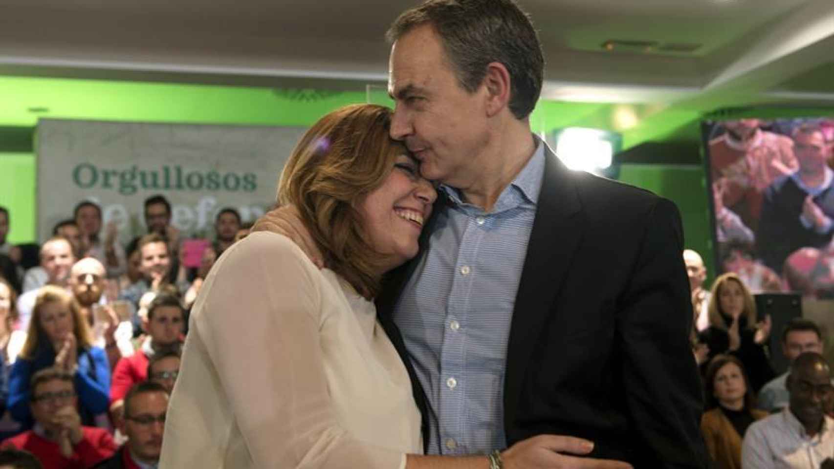Díaz y Zapatero durante el acto de este viernes en Jaén