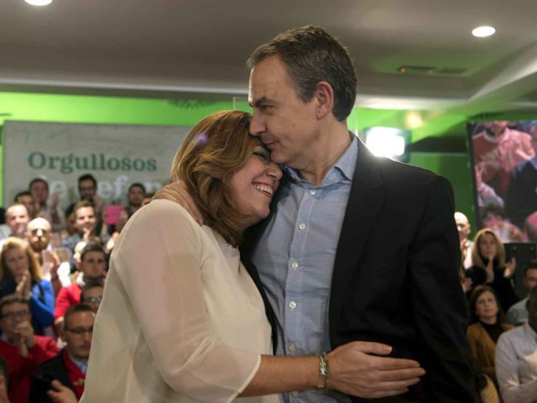 Díaz y Zapatero durante un mitin que celebraron en diciembre en Jaén.