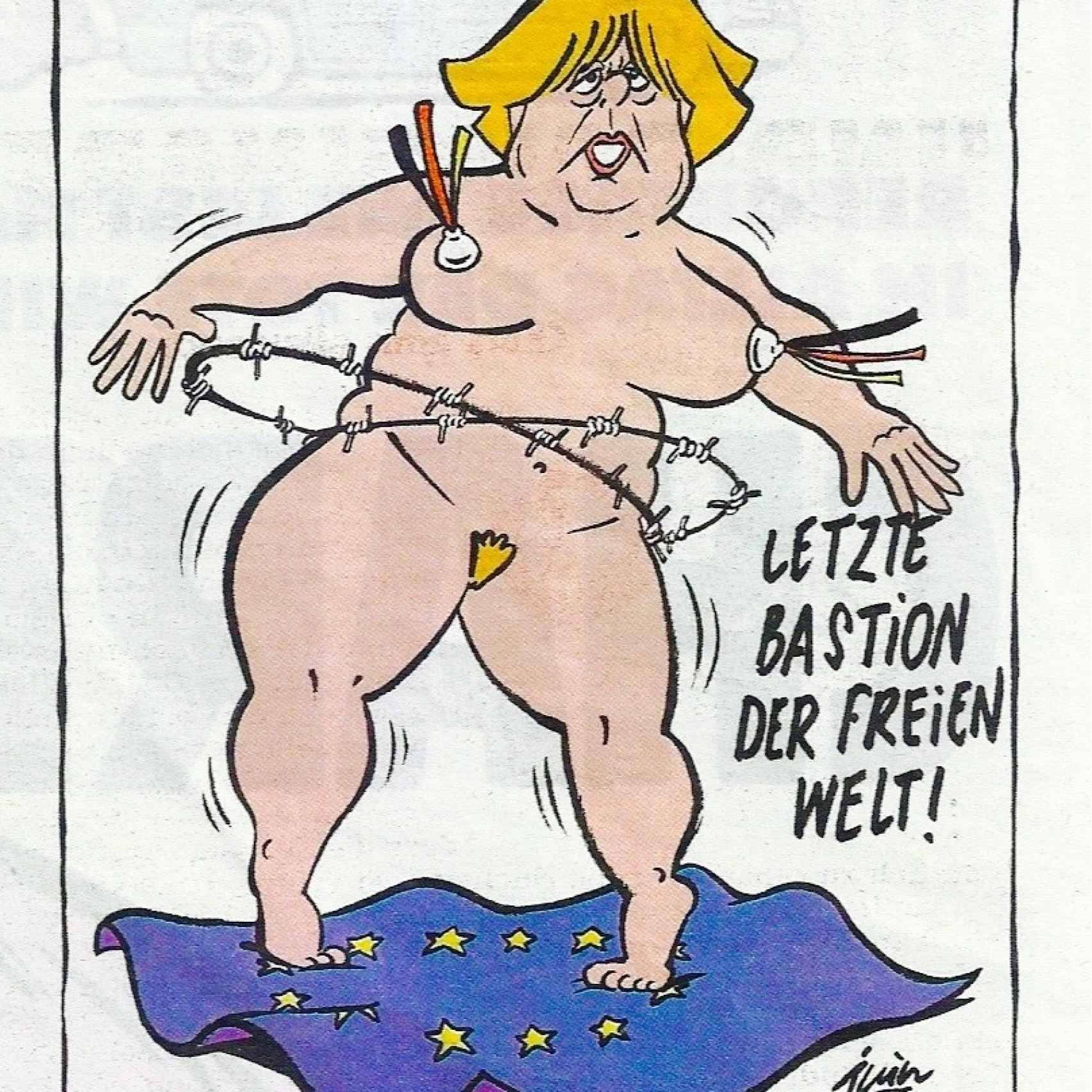 Merkel desnuda y con hula-hoop: Charlie Hebdo llega a Alemania.