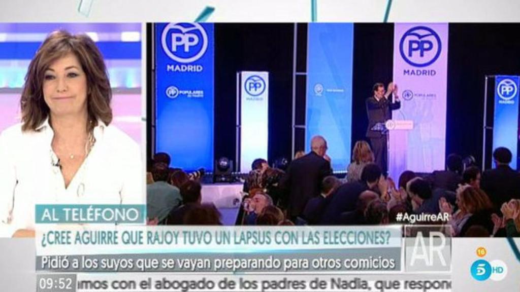 Ana Rosa defiende a Aguirre: Tampoco los políticos en España ganan mucho