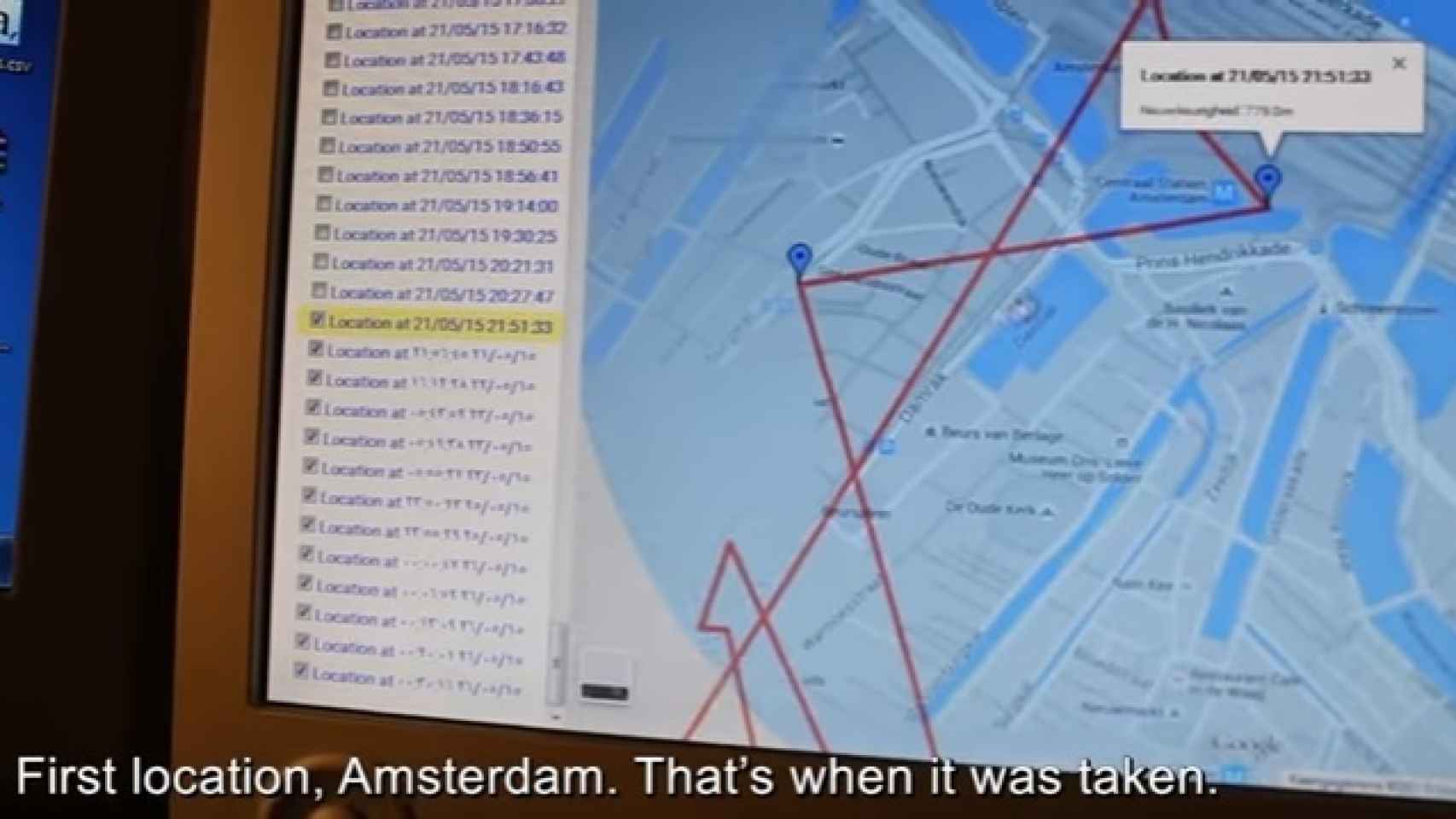 El recorrido habitual que realizaba el ladrón por las calles de Ámsterdam.