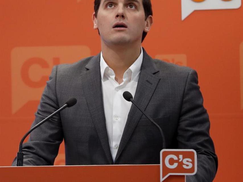 Albert Rivera, este lunes en la sede de Ciudadanos.