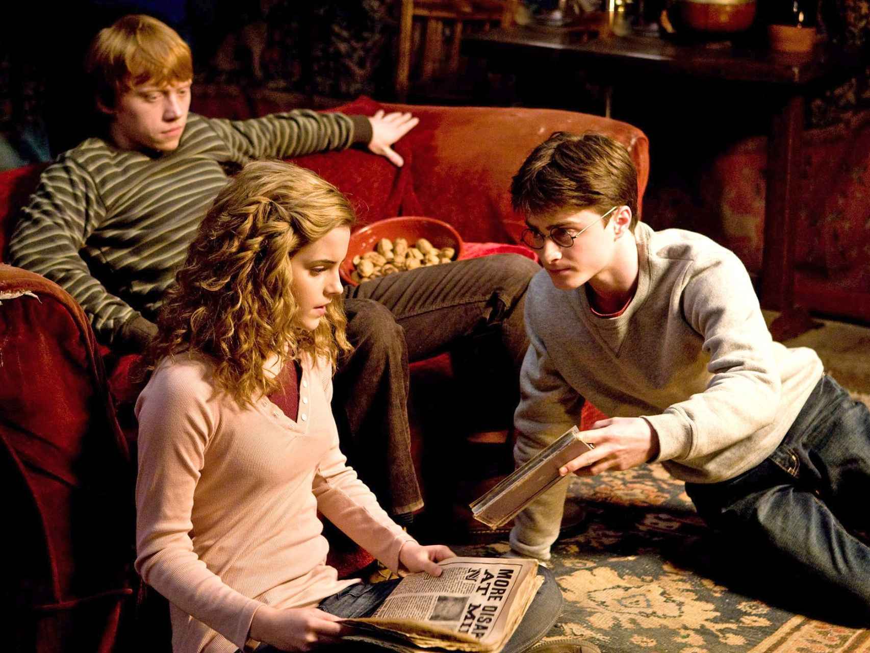 Harry Potter, Hermione Granger y Ron Weasley.