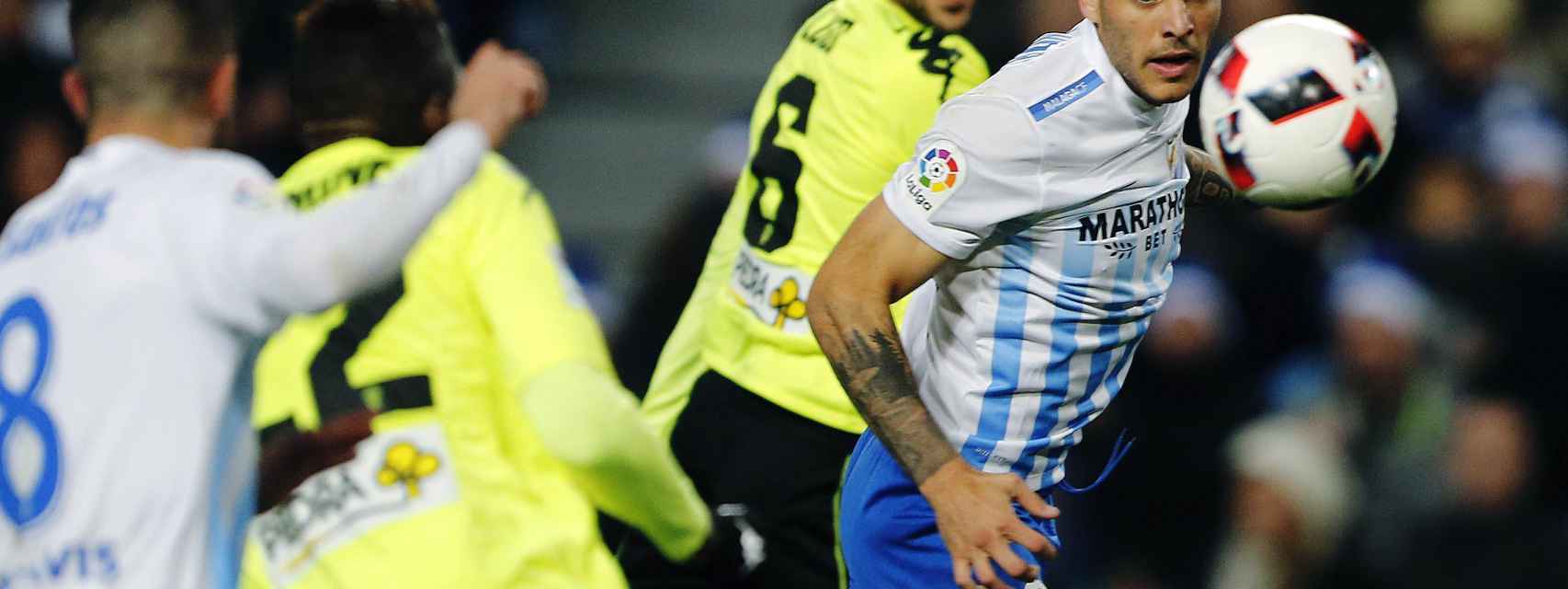 El Málaga en un partido contra el Córdoba.