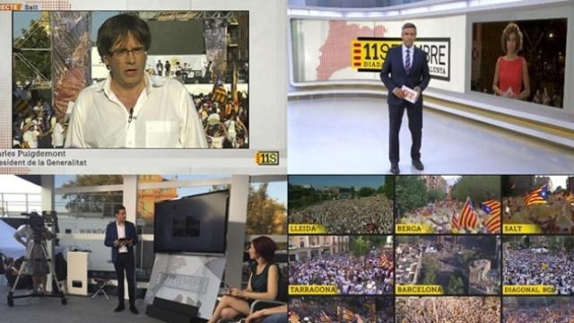 Despliegue de medios en TV3 con motivo de la Diada del 11 de septiembre.