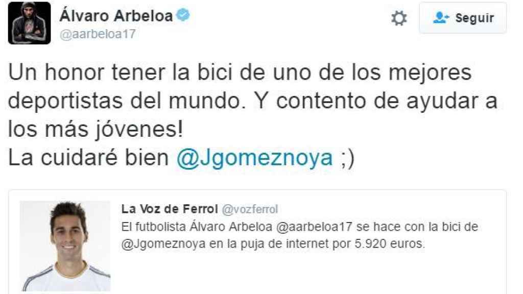 Arbeloa, en Twitter