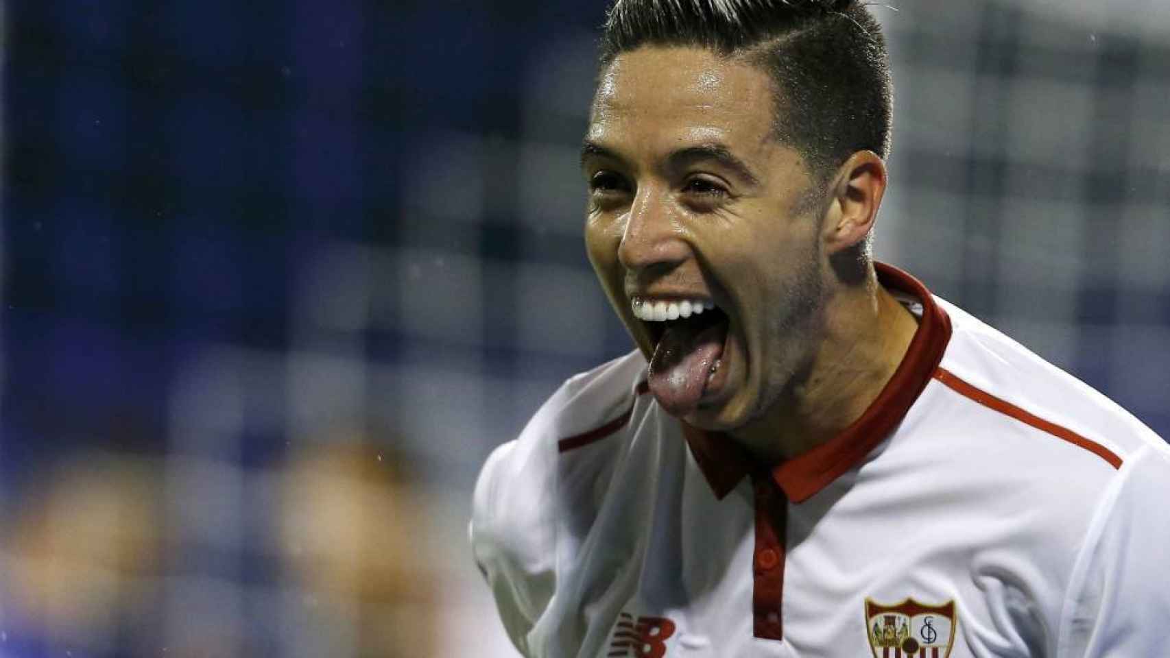 Samir Nasri celebra un gol con el Sevilla.