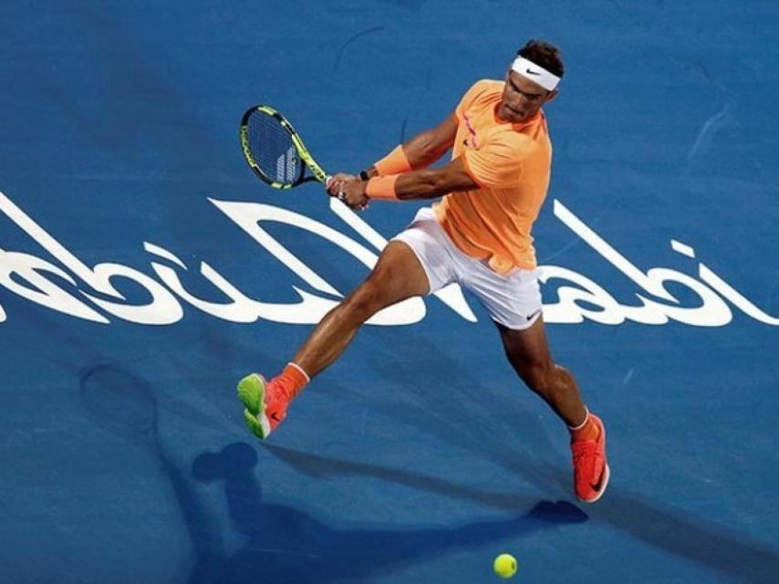 Rafa Nadal, durante la exhibición de Abu Dhabi.