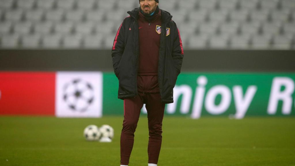 Diego Simeone, en el Allianz Arena antes de medirse al Bayern.