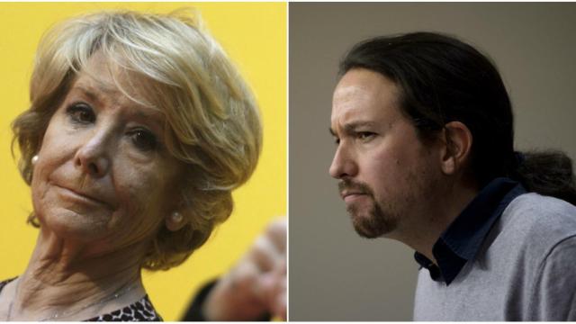 Esperanza Aguirre, a la izquierda; y Pablo Iglesias, a la derecha.