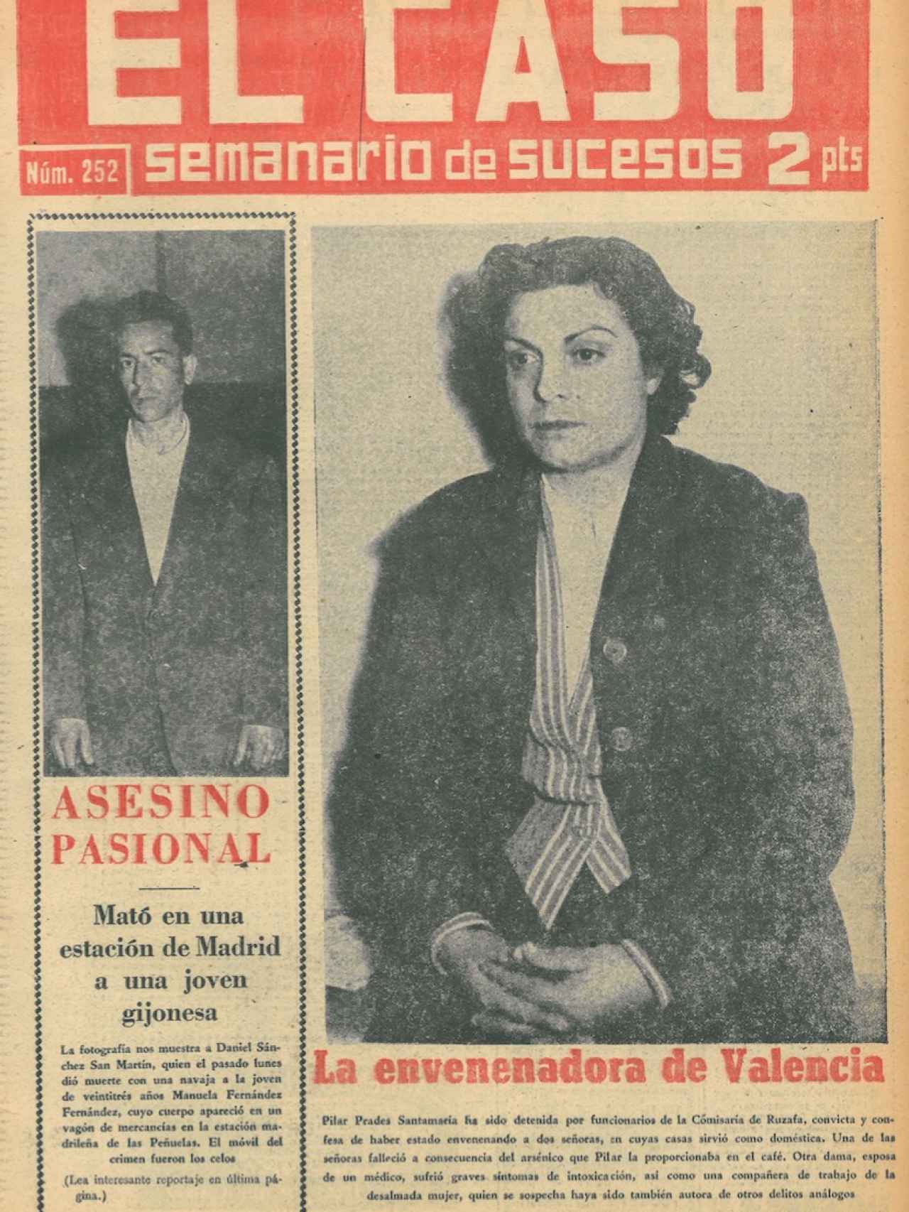 La asesina, tras su detención en 1959, ocupó la portada de El Caso.