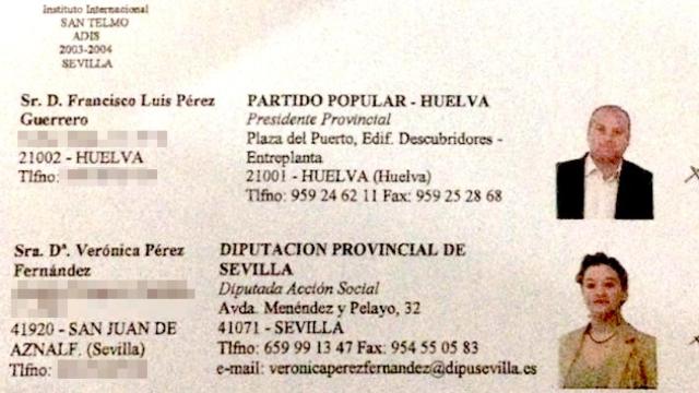 Ficha de la Fundación San Telmo de Sevilla, investigada, donde aparece Verónica Pérez.