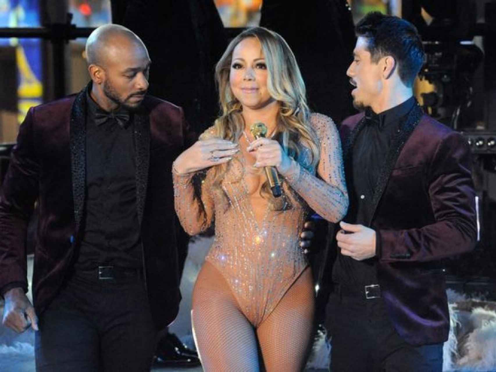 Mariah Carey en su concierto en el Times Square de Nueva York, en Nochevieja.