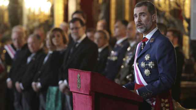 El rey Felipe VI pronuncia su discurso durante la celebración de la Pascua Militar.