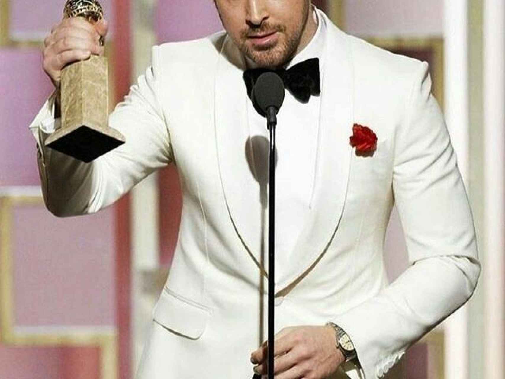 Ryan Gosling durante los Globo de Oro.