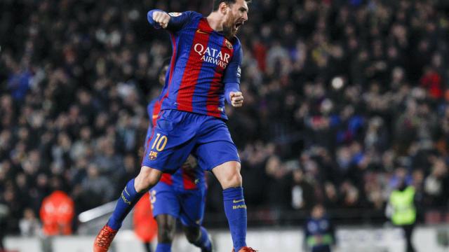 Messi celebra su gol ante el Athletic.