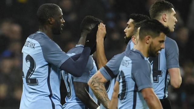 Jugadores del City durante un partido.