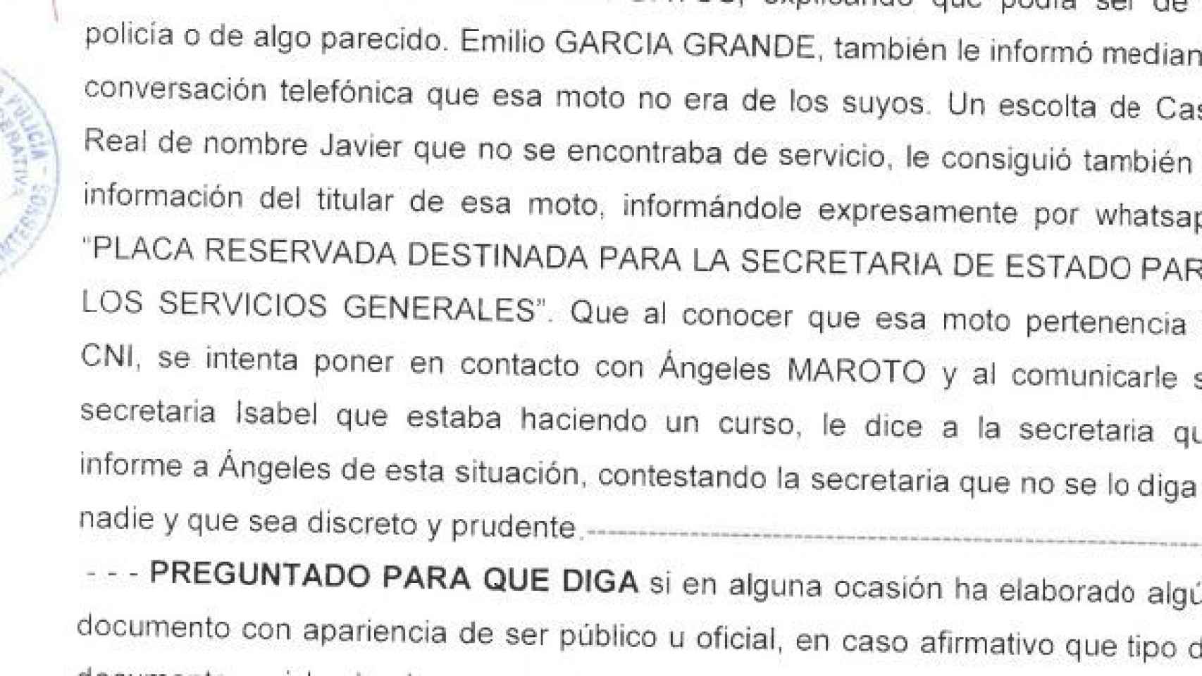 Extracto de la declaración de Francisco Nicolás Gómez Iglesias ante la Policía.