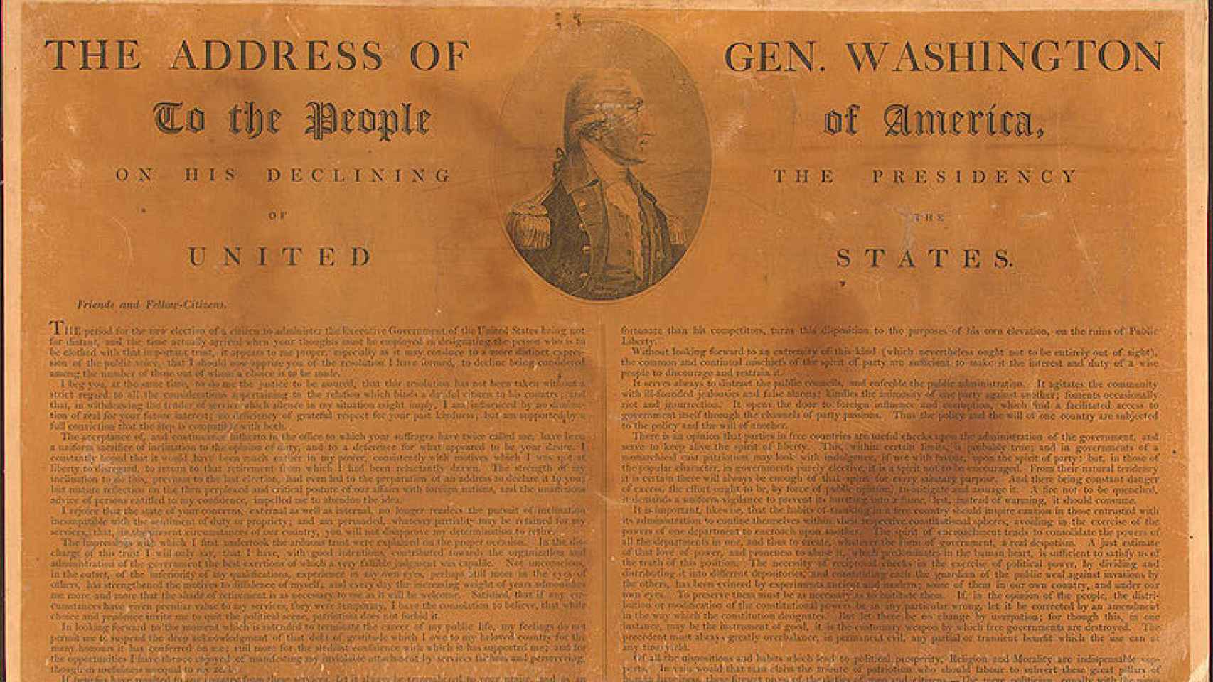 Imagen de la primera edición del discurso de Washington.