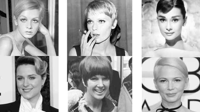 De izquierda a derecha y de arriba a abajo: Twiggy, Mia Farrow, Audrey Hepburn, Evan Rachel Wood, Mary Quant y Michelle Williams.