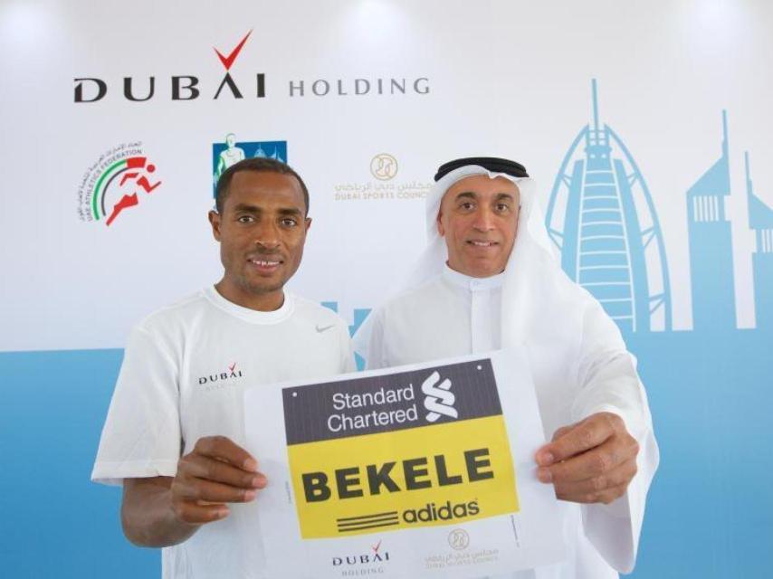 Kenenisa Bekele, durante la presentación del Maratón de Dubai.