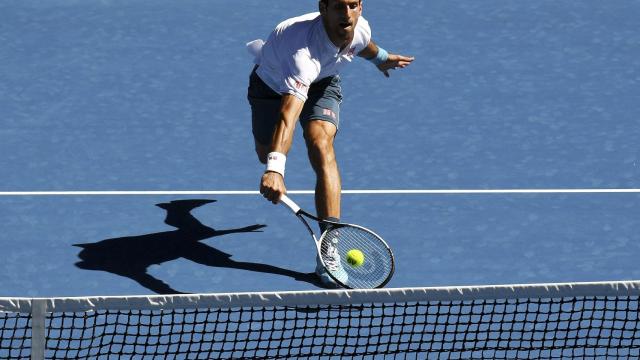 Djokovic trata de devolver una bola ante Istomin.