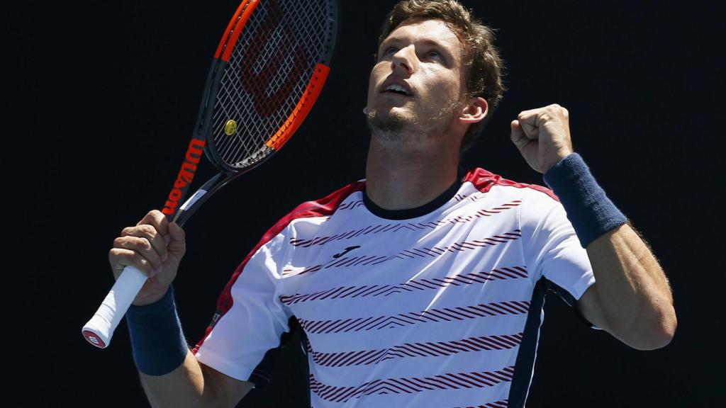 Pablo Carreño celebra su victoria ante Kyle Edmund.