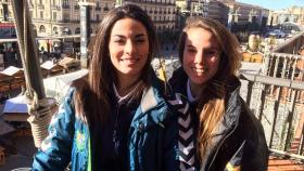 Marta Reyes y Carla Gómez, jugadoras del Zaragoza Femenino. Foto: Twitter (@ZaragozaCFF)