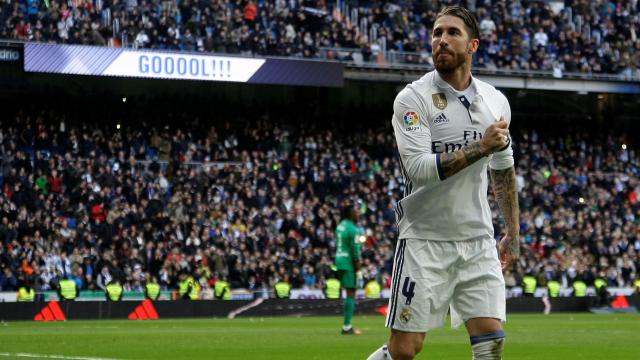 Sergio Ramos en el partido ante el Málaga.