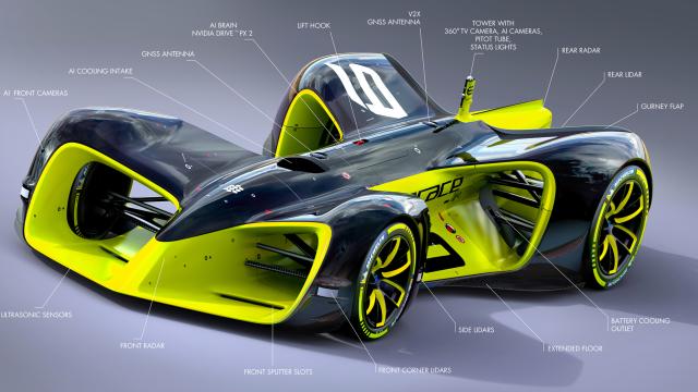 Diagrama de un coche de Roborace.