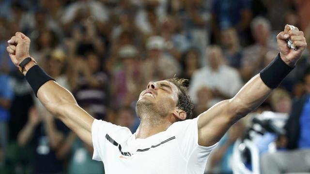 Rafa Nadal celebra la victoria.