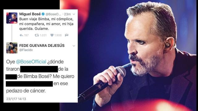 Miguel Bosé recibió en su cuenta mensajes vejatorios y homófobos contra él y contra su familia.