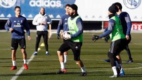 Sergio Ramos en el entrenamiento del Real Madrid
