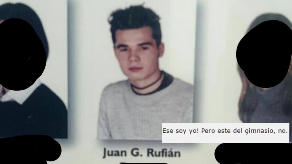 Rufián reconoció una foto escolar desenterrada por un forero, pero negó haber sido pillado en el gimnasio.