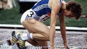 La atleta alemana Marita Koch, en el campeonato de Europa de 1986.