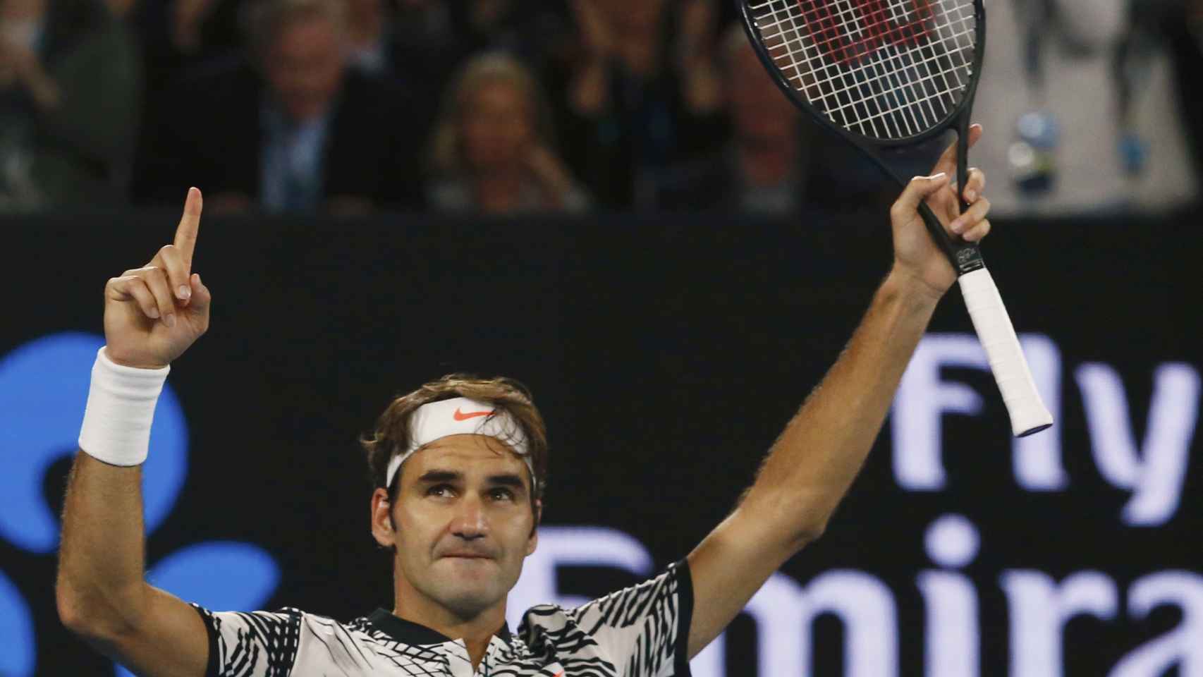 Roger Federer celebra el pase a la final del Open de Australia.