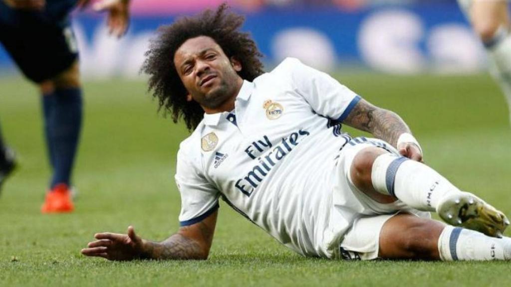 Marcelo se lesiona en el encuentro frente al Málaga.