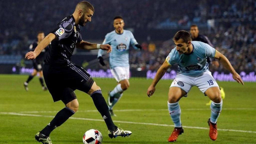 Benzema en el partido frente al Celta de Vigo.