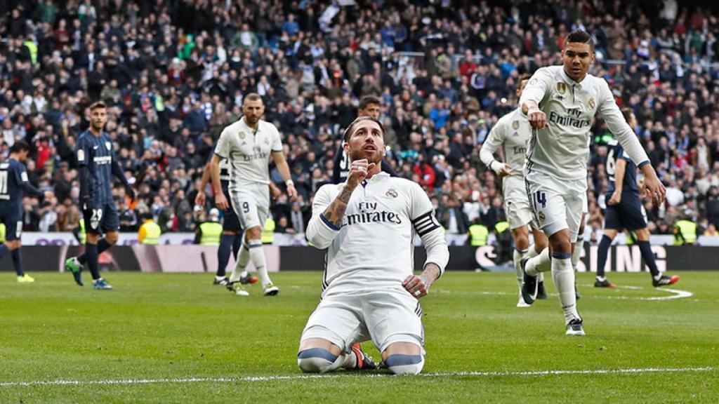 Ramos en el partido frente al Málaga