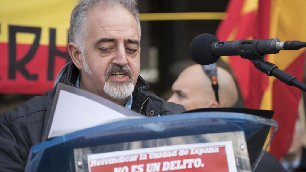 José Pedro Cruz, uno de los condenados, durante su discurso ante los manifestantes