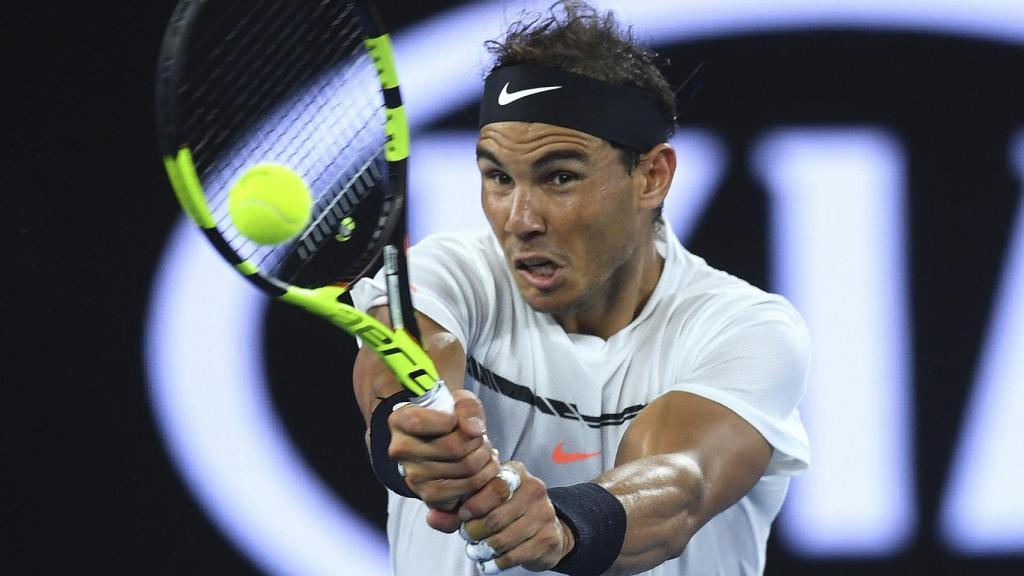 Nadal durante su partido ante Dimitrov.