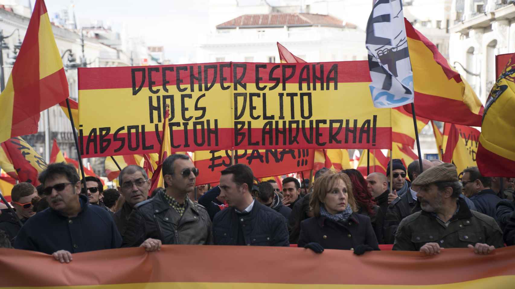 Cabecera de la manifestación que ha pedido la absolución de los condenados de Blanquerna