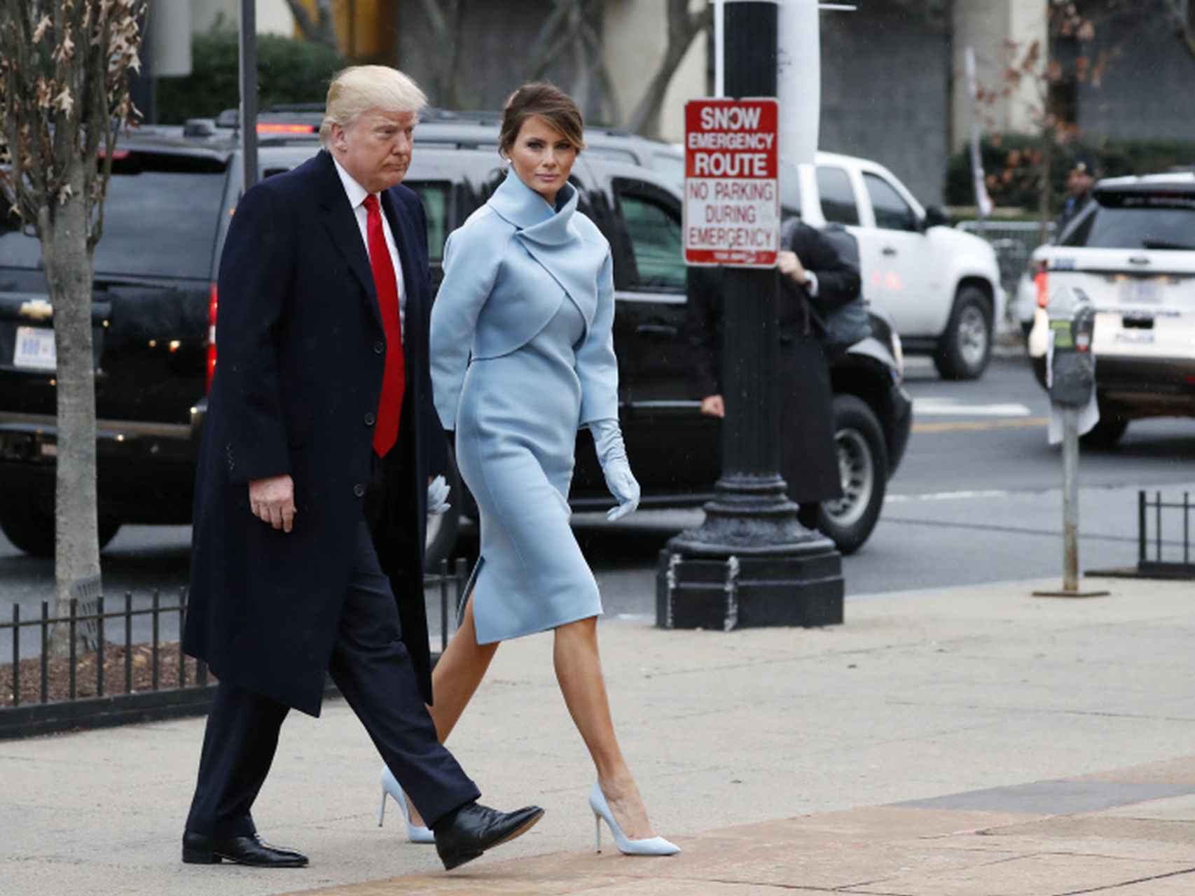La primera dama junto a su marido Donald Trump el día de la investidura