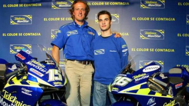 Sete y Pedrosa en 2003, cuando ambos compartían el patrocinio de Telefónica Movistar.