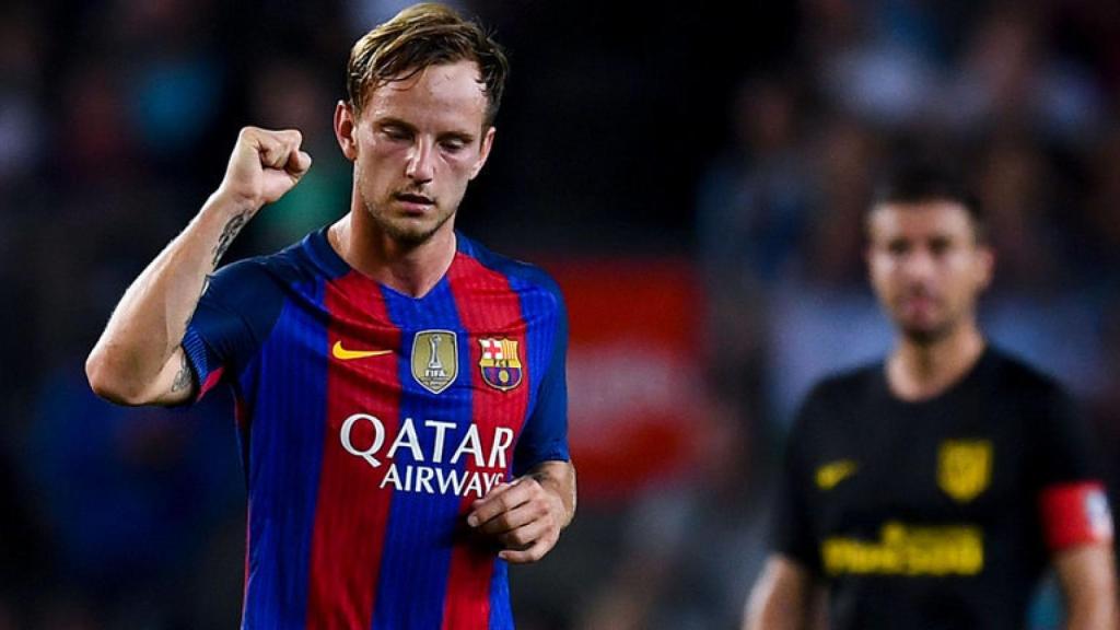 Rakitic celebra su gol en el partido de ida.